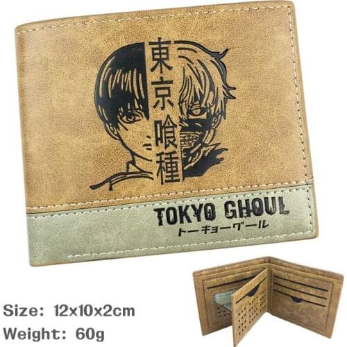 Anime Tokyo Ghoul Short Half Fold Two Fold Wallet Embossed Leather Men and Women Wallet Purse