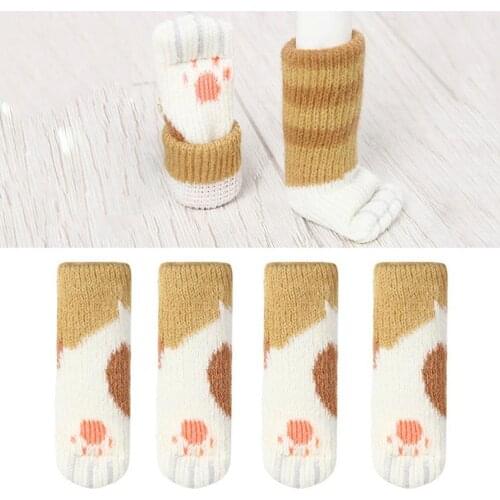 4PCS Cute Furniture Leg Feet Rug Caps Anti Slip Mat Bumper Damper Felt Pads Cat Claw Chair Leg Socks Table Protector Home Mat