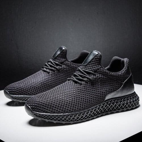 Summer Large Size Men Shoes Light Running Shoes Sports Shoes Mesh Shoes Hollow Breathable Casual Shoes Comfortable Black Sneaker