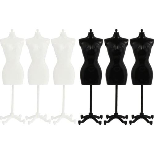 6pcs Mini Mannequin Model Doll Dress Clothing Stand Skirt Display Support Dollhouse Miniature Accessories Kids Toys