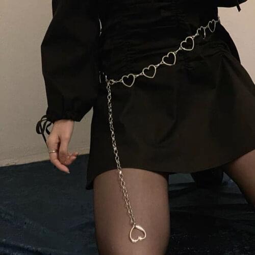 2020 Fashion Women Love Heart Metal Waist Chain With Heart Pendant Gold Silver Punk Hip Hop Belt Dress Shorts Decorative Girdle