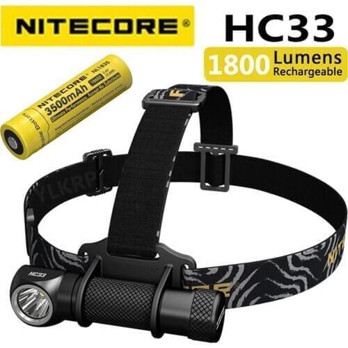 NITECORE HC33 Portable Headlamp CREE XHP35 HD max 1800 lumen beam throw 187 meter headlight 8 working modes outdoor head light
