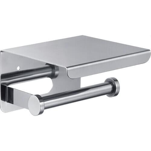 Wall Mounted Tissue Holder Stainless Steel Toilet Roll Holder Bathroom Mobile Phone Shelf Kitchen Accessories Dropshipping