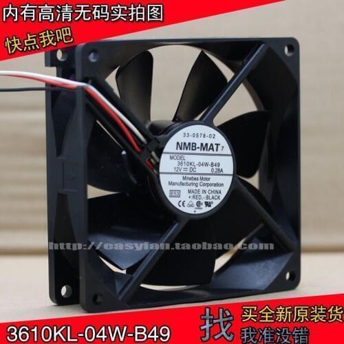 NEW NMB-MAT NMB 3610KL-04W-B49 9225 9cm 12V 0.28A double ball bearing high air volume cooling fan