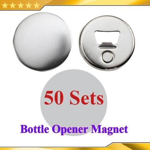 50 Sets 2-1/4" 58mm Bottle Opener with Magnet Nickle Badge Button Supply Materials for NEW Professional Badge Button Maker