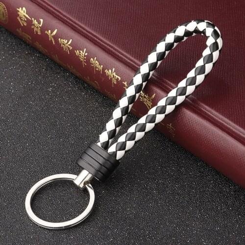 PU Leather Braided Handmade Woven Rope keychain DIY bag Pendant Key Chain Holder Car Keyrings Men Women Keychain