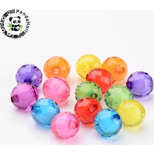 Mixed Color Transparent Acrylic Faceted Bubblegum Beads Round Bead in Bead 8mm 10mm 12mm 20mm