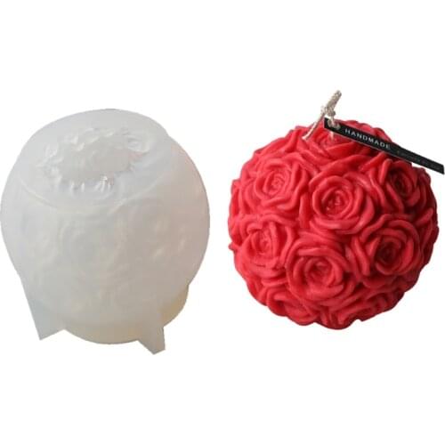 DIY 3D Rose Ball Candle Mold Soap Mold Flower Silicone Mold Candle Resin Making