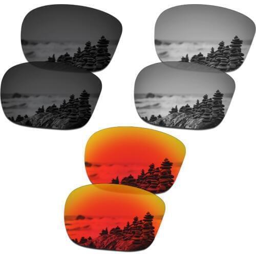 SmartVLT 3 Pairs Polarized Sunglasses Replacement Lenses for Oakley Sliver F Stealth Black and Silver Titanium and Fire Red