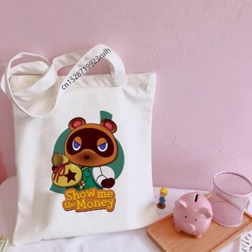 Anime Game Animal Crossing Shoulder Bags Handbag Vintage Aesthetics Harajuku Print Large Shopping Bag Funny Ulzzang Women Wallet