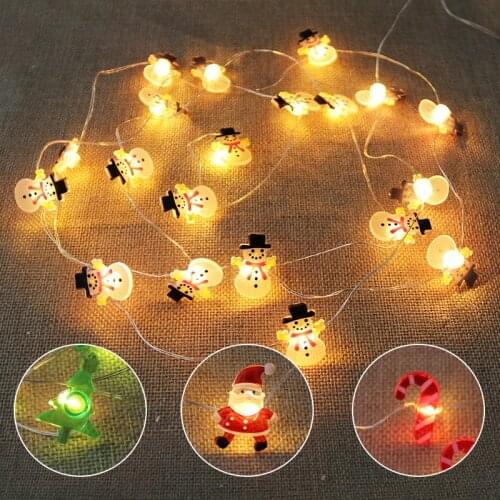 Led Christmas Lights String Santa Claus Black Hat Snowman Deer Head Decoration Lantern Christmas Decoration Gift