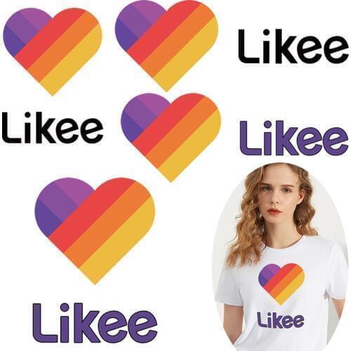 Pulaqi Likee app Thermal Transfer For Clothes Printing Iron On Patches Heat Transfer On Cloth Accessory Multi Colored Stickers F