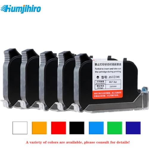 Compatible JS12 Universal Quick-drying Solvent Ink Cartridge Print Height 12.7mm Handheld Inkjet Thermal Printer Ink Cartridges