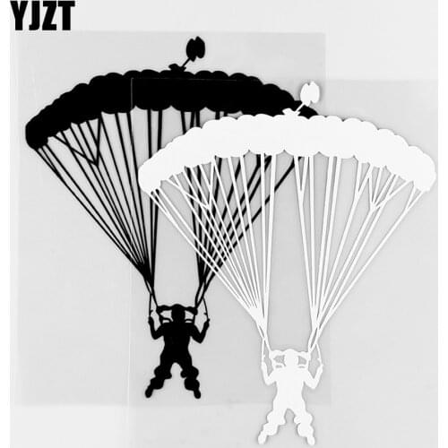 YJZT 13.5×16.3CM Open parachute Jump Perssonality Car Sticker Vinyl Decals Black / Silver 10A-0522