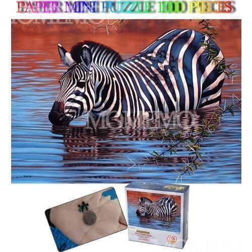 Zebra Drinking 1000 Pieces Animal Puzzles Toys Mini Paper Jigsaw Puzzle 1000 Pieces Puzzle for Adults Kids Teens Education Gift