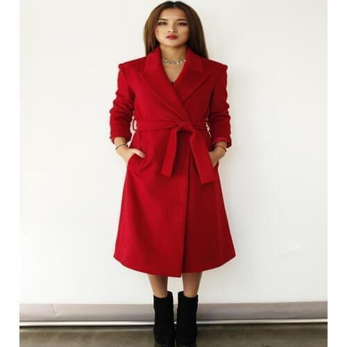Savabien Korean Long Wool Coat Women 2019 Lapel Blazer Long Sleeve Plus Size Overcoat Vintage Female Coats clothes outerwear