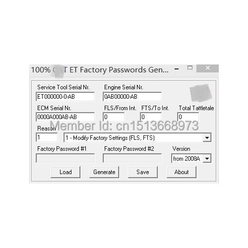 100% ET FACTORY PASSWORDS GENERATOR v0.2.9 with free DHL shipping