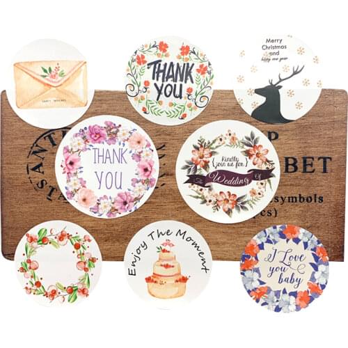120pcs/lot Round Colored Wreath Thank You Flower Sealing sticker DIY Gifts posted Baking Decoration label Multifunction
