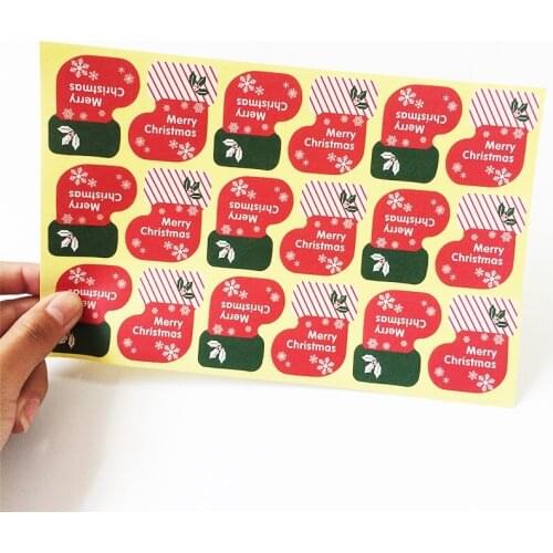 1800pcs/lot New Vintage Merry Christmas Socks series Kraft seal sticker/DIY note gift Labels/Wholesale