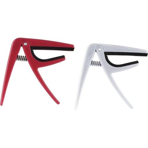 2 Pcs Quick Change Trigger Capo Key Clamp Fr Acoustic Electric Classic Ukulele, Red & White