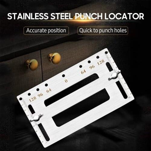 2 Type Stainless Steel Punch Locator for Door Furniture Handle Woodworking Hole Drill Guide with Scale for Cabinet Drawer Punch