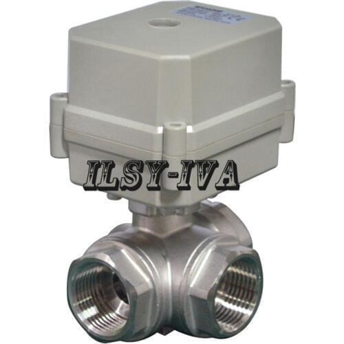 AC110~230V 3 way L/T type motorized ball valve,DN25 1" actuated valve with indicator