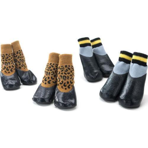 4pcs/set 7 size Nonslip Waterproof Dog Socks Anti Stain Booties Rubber Paw Protector Pet Shoes
