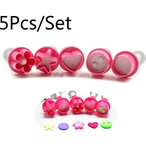 5pcs Heart Plunger Cookie Cutter Cake Mold Star Button Plum Biscuit Fondant DIY Stamping Mould Sugarcraft Cake Mold