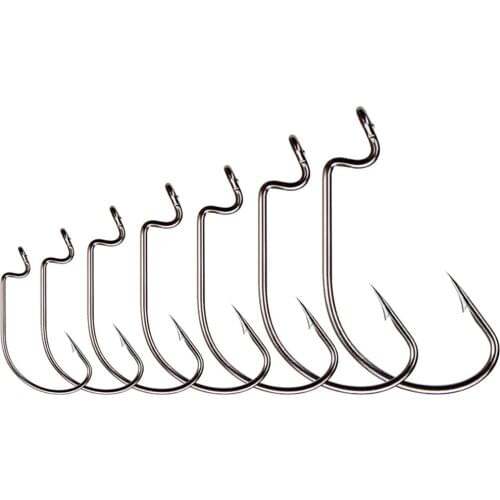 50/100 Pcs/Lot Fishing Hook High Carbon Steel Wide Crank Offset Fishhook For Soft Lure Bass Barbed Carp Fishing Tackle Worm Hook