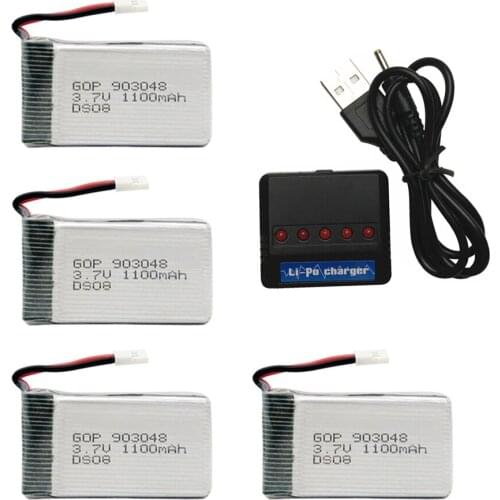 3.7V 1100mAh 20C Lipo Battery For Syma X5C X5SC X5SW T04 F28 859B Remote Control Helicopter Batteries Li-po 3.7v 903048 XH Plug