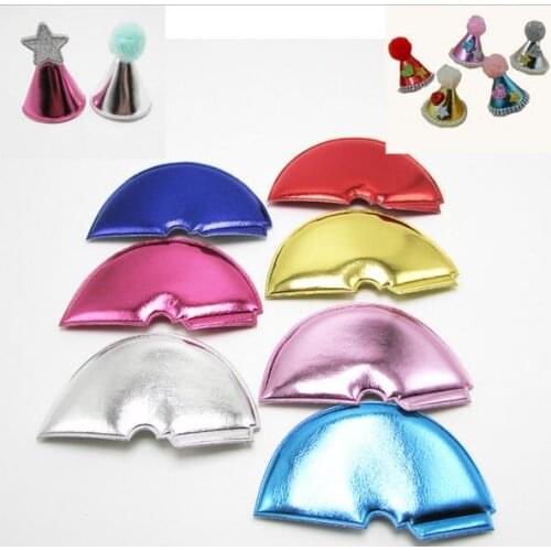 30PCS/Lot 9x5cm PU Sector Padded Applique Crafts for Children Headwear Hair clip Accessories and Garment Patch