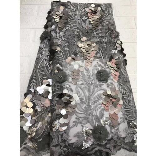 Noble Korean Lace Fabric With Beaded High Quality African French Tulle Embroidery Lace 3d Sequin Flower For Party ZX31401