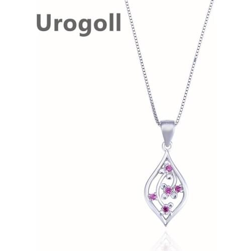 Noble Women Girl Pure 925 Sterling Silver Necklaces Clavicle Rose Gold Rhombus Zircon Pendant Necklaces Chain Jewelry Accessory