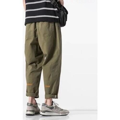 Pants Men Streetwear Baggy Loose Pants 5XL Plus Size Mens Ankle Length Trousers Black with Belt Joggers Sport Sweatpants