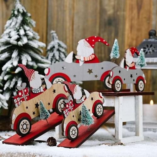 Wooden Christmas Car Decoratios Chrismas Tree Hanging Pendnts Santa Table Ornaments Merry Christmas Decor For Home Noel Fav