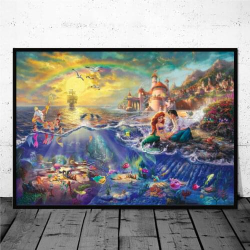 Disney Fairy Tale The Lion King Aladdin Mermaid Home Decor Canvas Painting On Wall Art Prints Mickey Mouse Cartoon Poster Gift