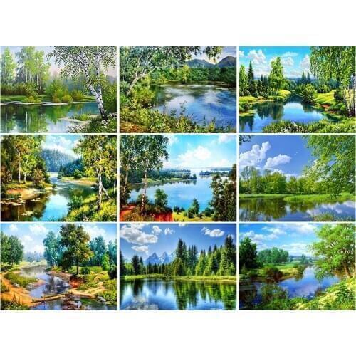 DIY 5D Diamond Painting Tree Scenery Kit Full Drill Square Embroidery Landscape Mosaic Picture of Rhinestones Home Decoration