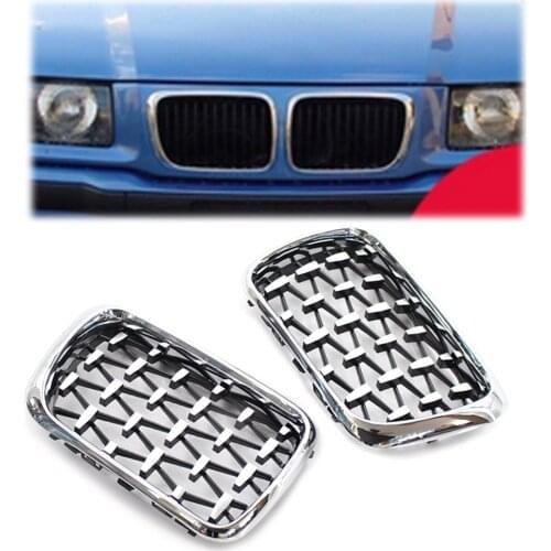 For BMW 3 Series E36 M3 1997 1998 1999 Car Front Grille Diamond Meteor Style ChromeABS Grill