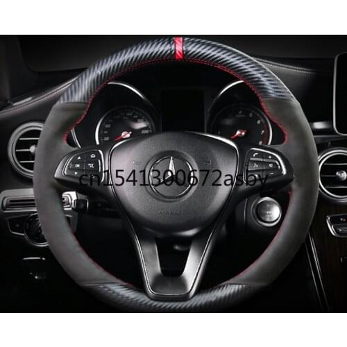 For Mercedes-Benz C260L C200L E300L C180 gla glc Vito DIY leather suede car steering wheel cover interior decoration