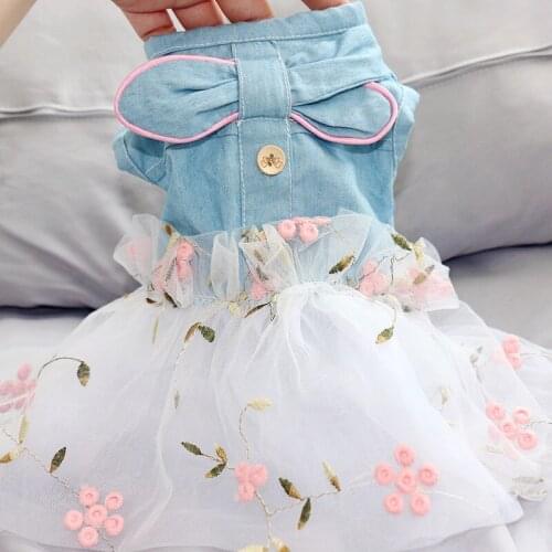 Dog Denim Dress Jeans Skirt Summer Dog Clothes Cat Puppy Clothing Tutu Princess Costume Apparel Poodle Bichon Schnauzer Clothing