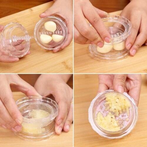 Efficient Garlic Food Chopper Fruit Slicer Mini Twist Mashed Garlic Manually Processor Prevent Tears Garlic Crusher Clear Plasti