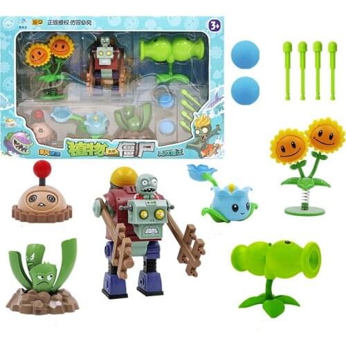 6pcs/lot Plants vs Zombies Action Figure Toys PVZ Potato Mine Split Pea Gargantuar Prime Shooting Game Toy Gift for Kids No Box