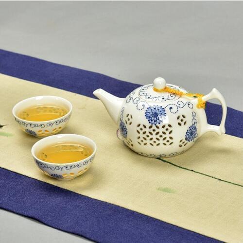 Exquisite Tea Set Bone China,Kung fu tea set for balck tea,Travel Ceramic Tea Set,One teapot & Two cups