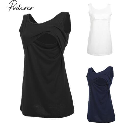 Pregnant Women Maternity Summer Nursing Tee Sleeveless Tops Breastfeeding Vest