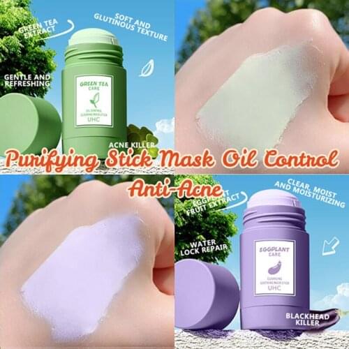 NewGreen Tea Mask Stick Oil Control Eggplant Acne Deep Cleaning Mask Skin Care Moisturizing Remove Blackhead Fine Pores Mud Mask