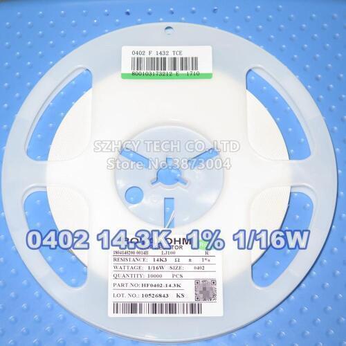 10000pcs 0402 14.3K 14K3 1% 1/16 HF0402-14.3K Chip Resistor