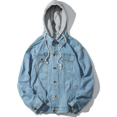 Spring new mens hooded denim jacket retro washed casual loose jacket male coat Male Jaqueta Masculina