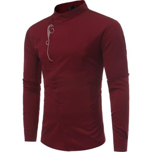 Mens Shirts, Long-sleeved Shirts, Embroidered Shirts, Diagonal Irregular Shirts, Mens Wear In Spring