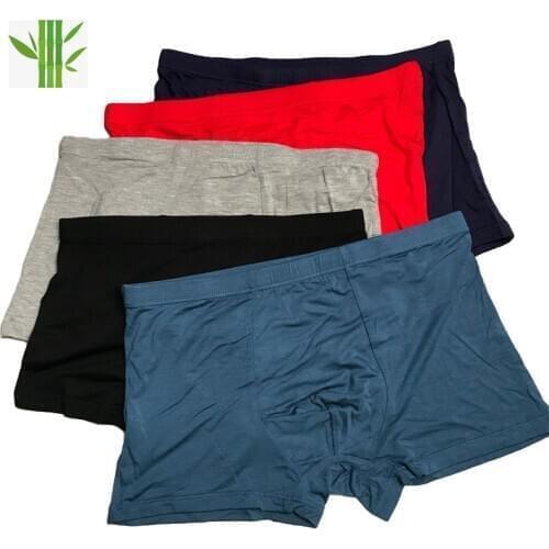 Colorful Ultra Soft Comfy Bamboo Fiber Underwear Mens Boxer blue Breathable Underpants Men Size XL-6XL 7XL Solid Calzoncillos