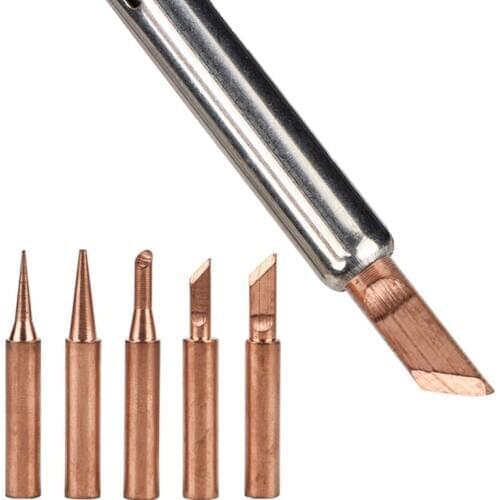 QHTITEC Soldering Iron Tips 5pcs/set 900M-T Pure Copper Lead-free Soldering Tip Suit for 908S Welding Solder Station Iron Tip